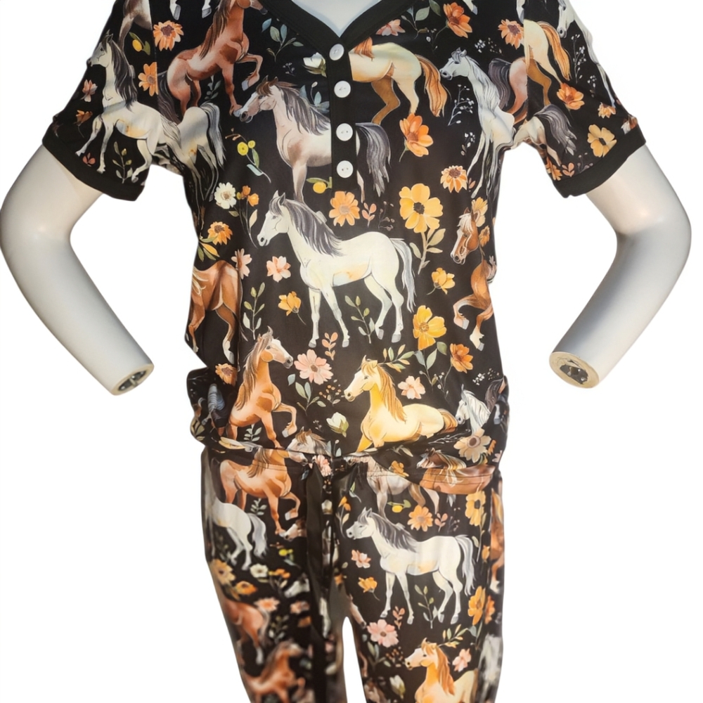 NWT Size Small Shirley & Stone Horse Print Pajama Set Equestrian - Picture 6 of 12